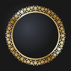 Beautiful round golden frame. Festive design. Gold border. Round frames vector