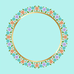 Beautiful round golden frame. Festive design. Gold border. Round frames vector