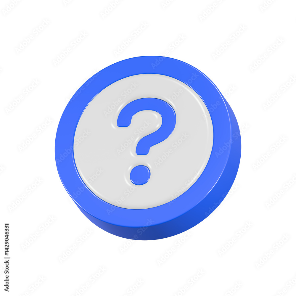 Poster question mark icon 3d rendering realistic button