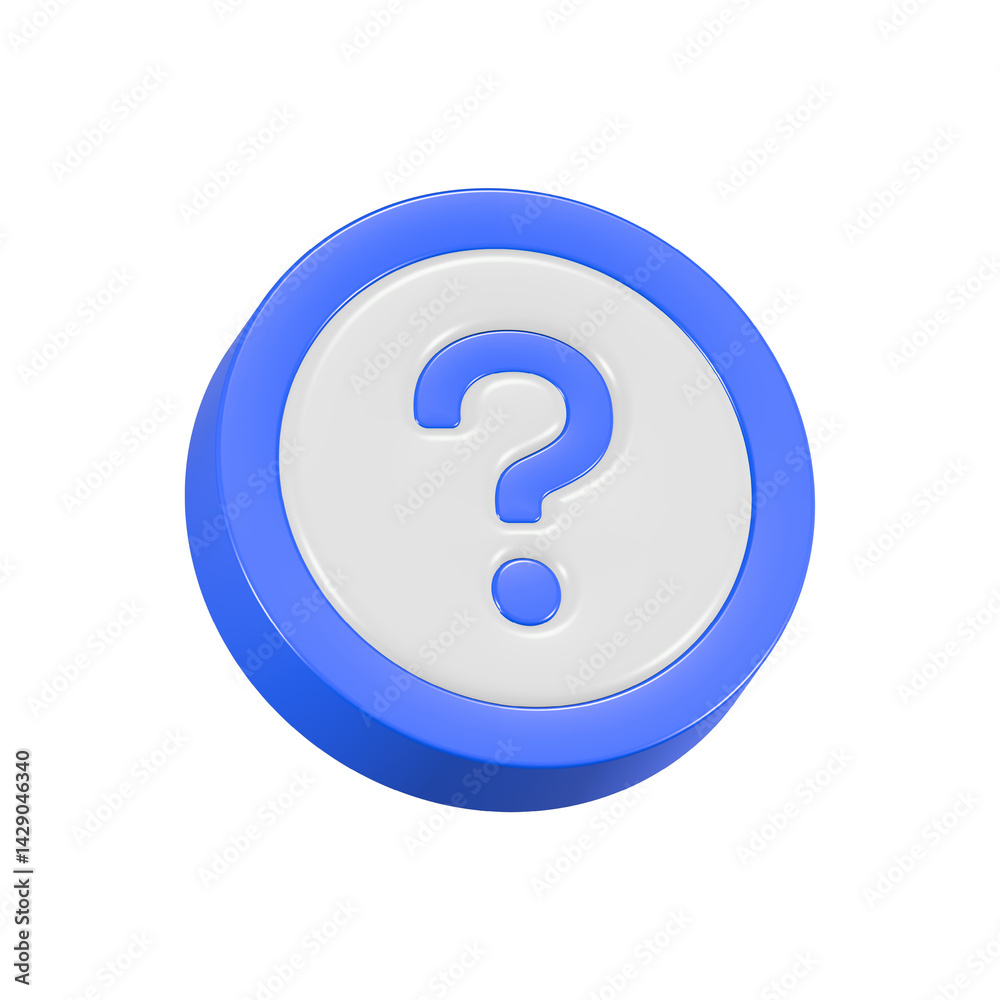 Poster question mark icon 3d rendering realistic button
