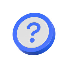 question mark icon 3d rendering realistic button