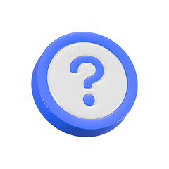 question mark icon 3d rendering realistic button