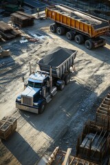 Big rig truck at construction site
