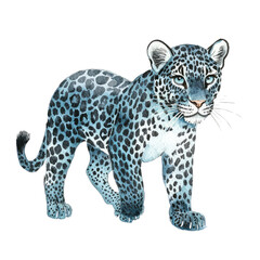 Fototapeta premium Isolated Black Leopard with Unique Spotting Pattern on Transparent Background for Creative Use