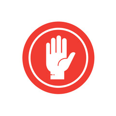 Obraz premium Stop Hand Symbol in Bold Design on Red Background 