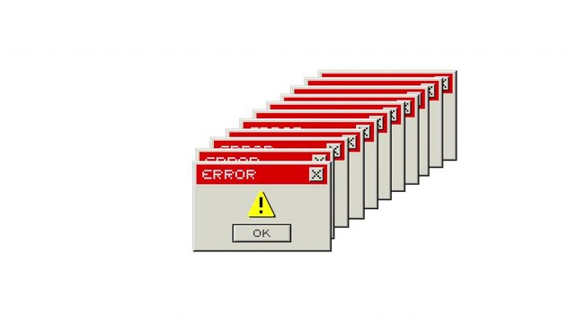 Error messages in a 90's style, error boxes pop-up, Error alert retro,