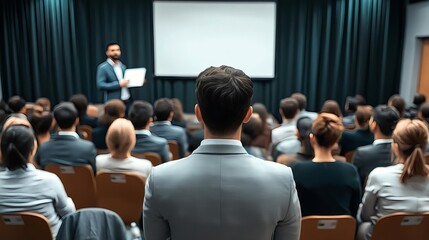 Obraz premium Professional Coach Engaging Audience During Business Presentation