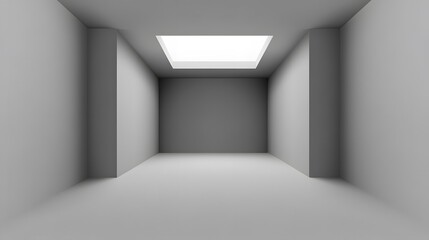 Minimalist Gray Room with Skylight,  Modern Interior Design