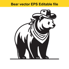 Bear vector wearing western hat