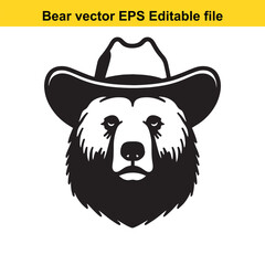 Bear vector wearing western hat