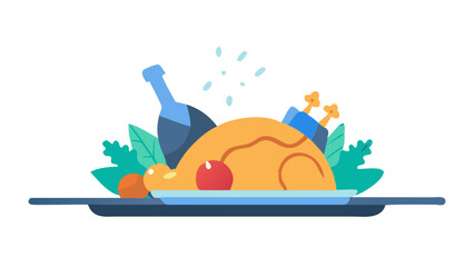 baked turkey, plate, icon