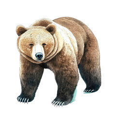 Fototapeta premium Realistic Brown Bear Illustration Isolated on Transparent background for Nature and Wildlife Projects