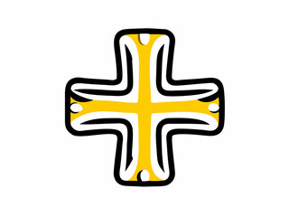 Fototapeta premium Stylized Plus Sign Illustration Graphic in Yellow and Black