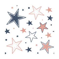 Mini Stars Seamless Pattern For Kids Room, Golden banana leaf line arts, Hand drawn outline design for fabric, print, cover, banner and invitation, Vector illustration