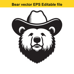 Bear vector wearing western hat