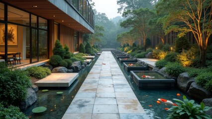 Illustration of Chinese courtyard scenery