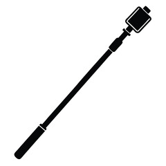 Isolated Black Vector Photographer using Element monopod With White Background