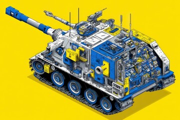 Fototapeta premium Detailed Illustrated Military Vehicle with Bright Colorful Design