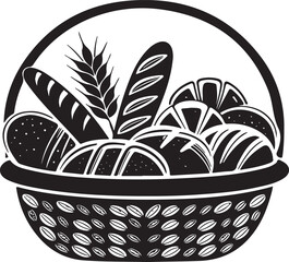 Bread Basket silhouette vector design with white background.