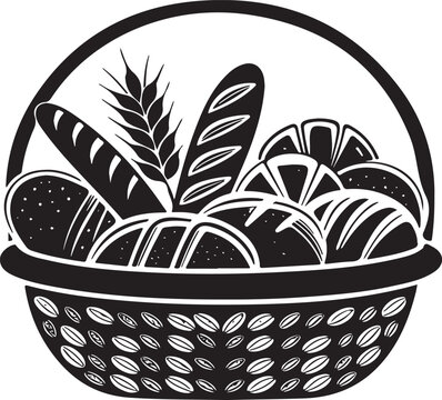 recommend clip art: Bread Basket silhouette vector design with white background.