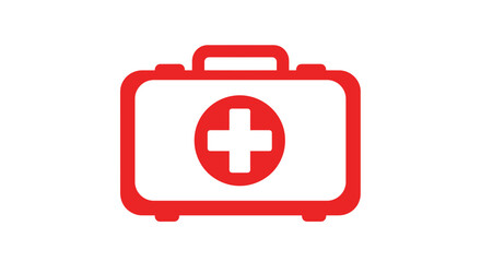 Obraz premium First Aid Kit Box with Red Cross Flat Vector Icon Design