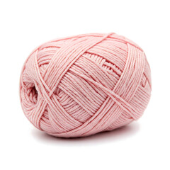 Close-up of a ball of light pink yarn isolated on white background.