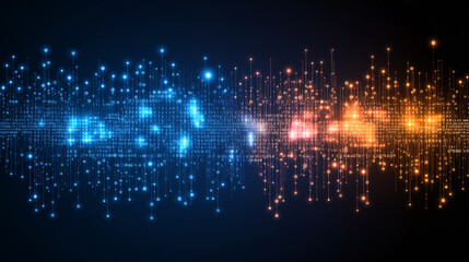 Obraz premium Digital Data Stream: A mesmerizing visualization of a digital data stream, showcasing an intricate network of interconnected particles and flowing lines, a symbol of the modern digital era. 