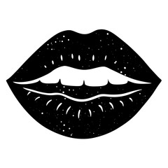 Obraz premium Vintage Punk Lips Vector – Bold Retro Grunge Lip Art for Edgy Designs