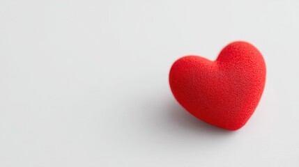Obraz premium minimalist composition showing single red heart on plain white background with ample copy space