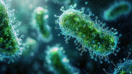 Fototapeta premium An extremely detailed, close-up 3d render of a virus, highlighting its intricate structure.