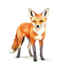 Fototapeta premium Isolated Portrait of a Dhole in Realistic Watercolor Style Showcasing Unique Features and Vibrant Colors