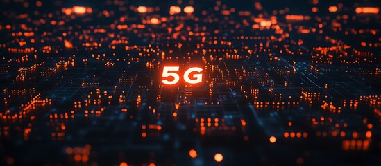 Obraz premium Futuristic Cityscape with 5G Network