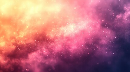 Naklejka premium Abstract Pink and Orange Cosmic Nebula Background with Glittering Stardust