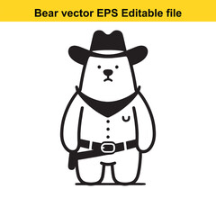 Bear vector wearing western hat