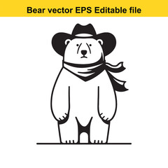 Bear vector wearing western hat