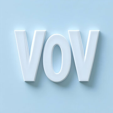 3D Render of VOV Letters on Blue
