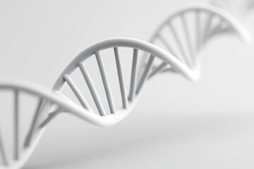 minimalistic image of dna helix spiraling upward on white background symbolizes intersection of genetics and science