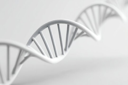 minimalistic image of dna helix spiraling upward on white background symbolizes intersection of genetics and science