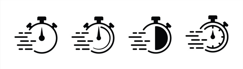 quick time icon set, fast deadline, vector illustration on white backgrond