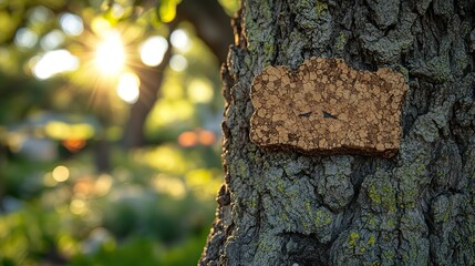 Obraz premium Light brown cork forms the protective bark of the cork oak tree