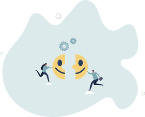 Happiness in workplace, emotional intelligence or mental wellbeing, customer satisfaction or review feedback concept. character life .