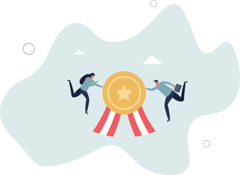 Employee award recognition, success achievement reward or top star performer of the month, best sales champion or certificate concept. character life . - Powered by Adobe