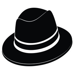 Black hat silhouette isolated on white background
