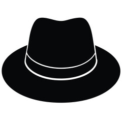 Black hat silhouette isolated on white background