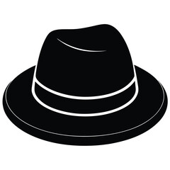 Black hat silhouette isolated on white background