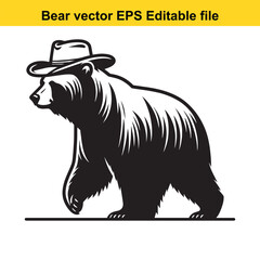 Bear vector wearing western hat