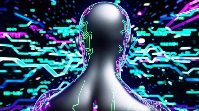 military cyborg man in a helmet . concept technology and entertainment industry as well as military robots
