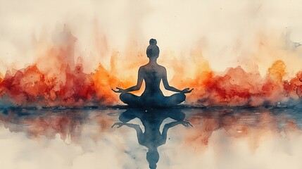 lotus pose watercolor painting with abstract power aura concept yoga lotus pose watercolor painting abstract power aura