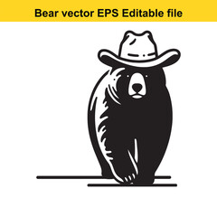 Bear vector wearing western hat