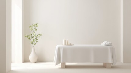 Fototapeta premium minimalistic scene of empty massage table in spacious serene room
